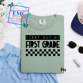 Checkered First Day Of First Grade Tee