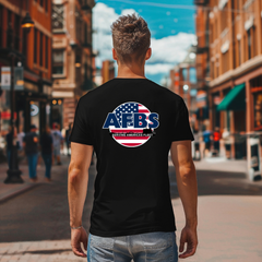 AFBS Tee Shirt Logo on front pocket area, back and flag on left sleeve