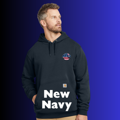 Carharrt Hoodie- Logo on front pocket area, back and flag on left sleeve
