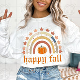 Happy Fall Rainbow Faux Embroidery Tee