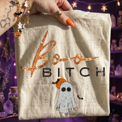 Boo Bitch Faux Sequins Tee