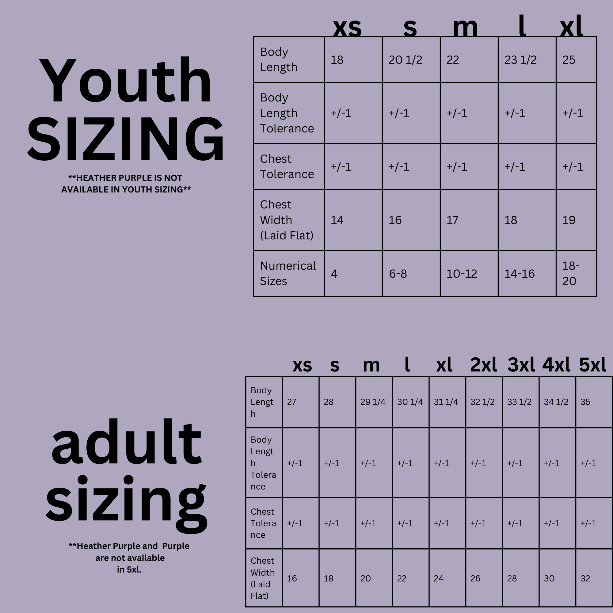Purple Up   Set I-L  *Adult sizes XS-XL*