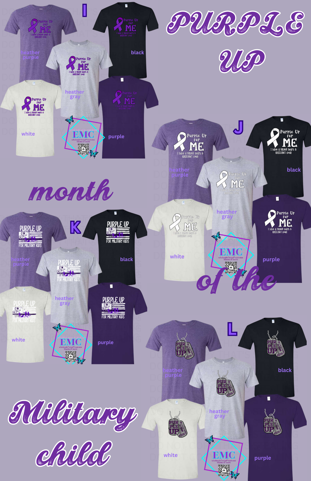Purple Up   Set I-L  *Adult sizes XS-XL*