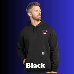 Carhartt Hoodie - Logo on front pocket area, back and flag on left sleeve