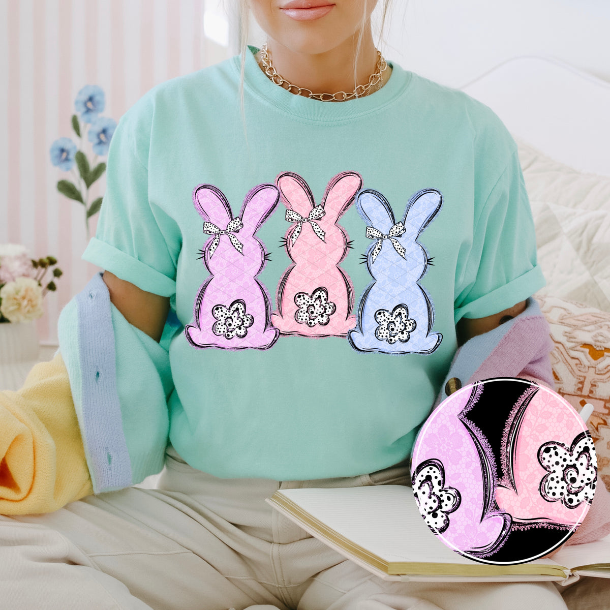 DTF Transfer Lace Bunnies (3-5 Business Day TAT)