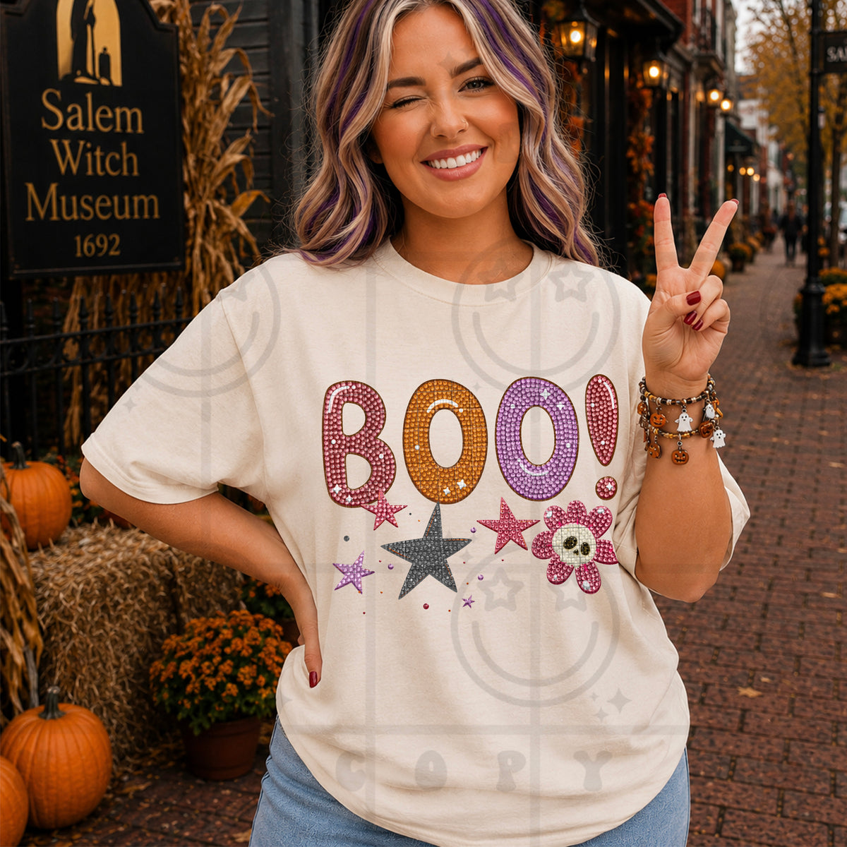 Boo Faux Rhinestones Tee