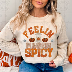 Feeling Pumpkin Spicy Faux Embroidery Tee