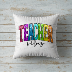 DTF Transfer Faux Glitter Teacher Vibes (3-5 Business Day TAT)