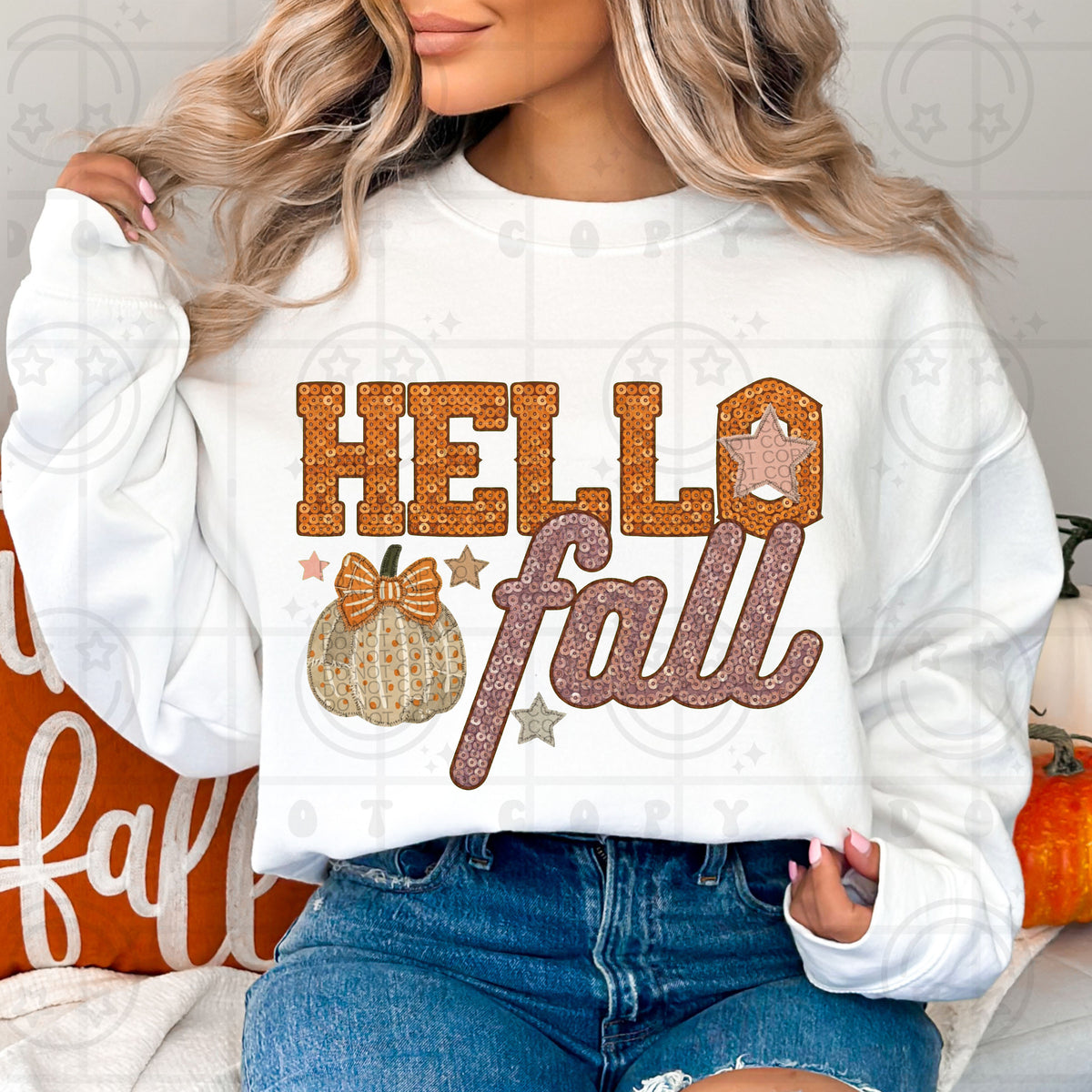 Hello Fall Faux Embroidery Tee