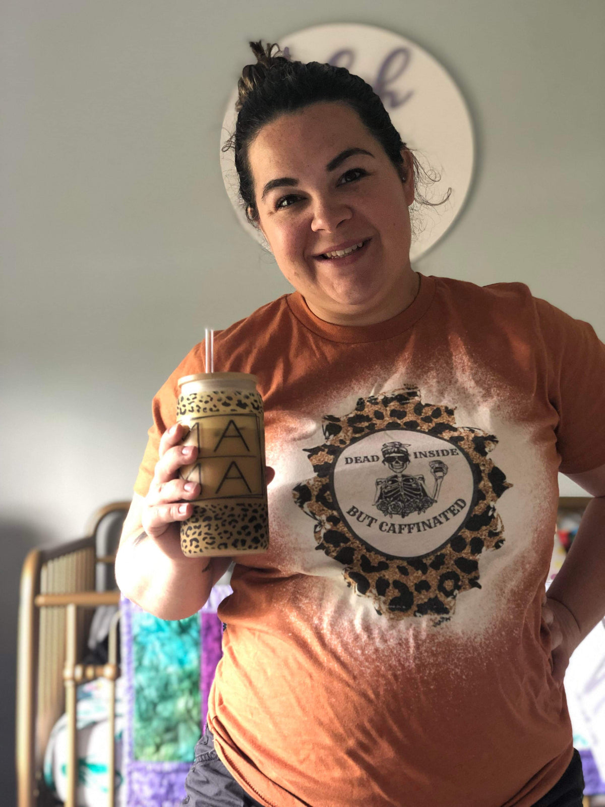 Dead Inside But Caffeinated Bleached Shirt/Sweatshirt