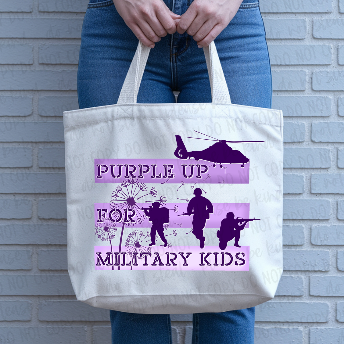 DTF Transfer Purple Up For Military Kids (3-5 Business Day TAT)